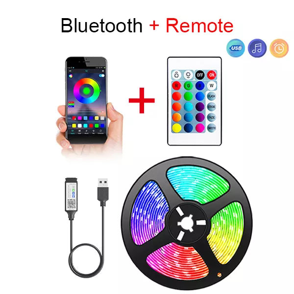 Image of a Bluetooth-enabled LED light with remote control, offering customizable color options and brightness levels for enhanced ambiance in any space.
